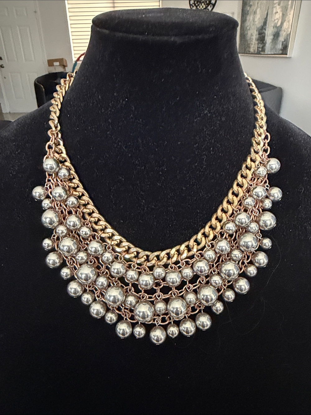 Multi-Row Silver & Gold Statement Necklace - Women Jewelry